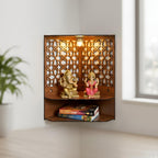eCraftIndia Brown Handcrafted Unique Pattern Wooden Temple for Home Office | Home Temple Pooja Puja Mandir