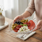 VIDAZCO Leaf Shape Glass Tray Plate for Serving Dry Fruits, Snacks, Sweets & Chocolates | Decorative Crystal Glass Plate for Home | Christmas & New Year Decoration (Pack of 1)