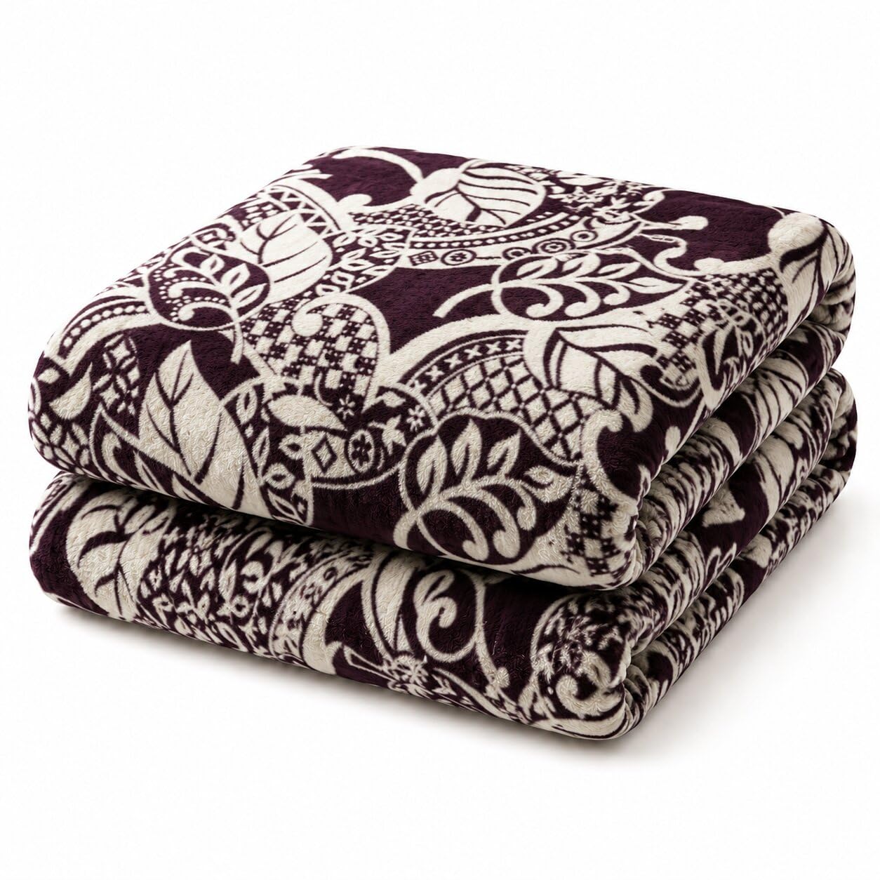 Rubru Leo Flannel AC Blanket | Ultra-Soft Lightweight Blanket for Year-Round Use | Warm, Cozy and Machine Washable, Wine Royal, Double Kafalo