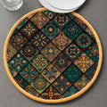 HomeCloud Round Printed Jute Placemat 20x20Cm | Heat-Resistant Table Mat with Anti-Skid Rubber Back | Decorative Dining, Centre & Coffee Table Mat (Colourful, Pack of 2) Kafalo