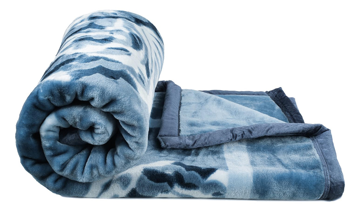 BSB HOME Super Soft Cloudy Printed Single Bed Blanket for Heavy Winter, Single Ply Mink Blanket King Size with 152 x 220 Cm – 2.5 Kg (Light Green & White, Pack of 1) Kafalo