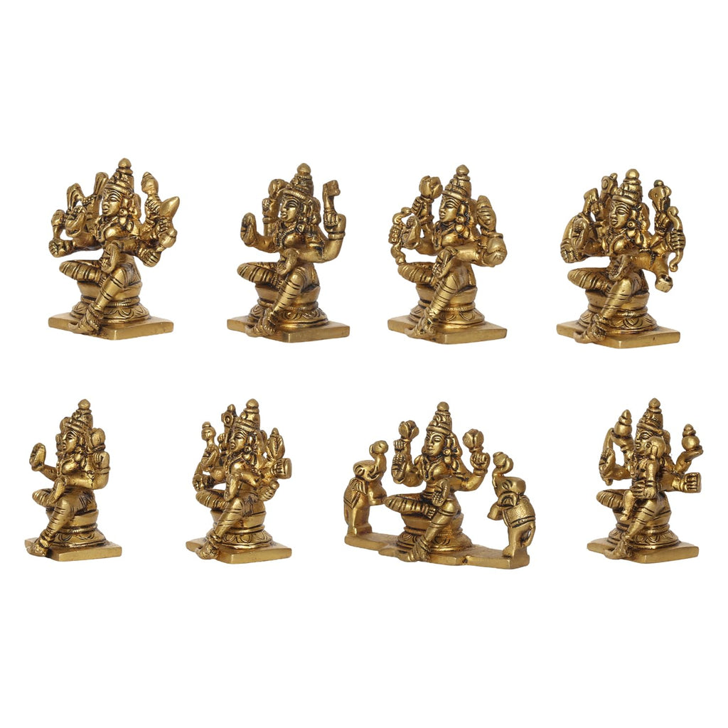 ARTVARKO Brass Ashtalakshmi Laxmi Set of 8 Pcs Ashta Lakshmi Luxmi for Home Office Décor Gift Small Size 3 Inch