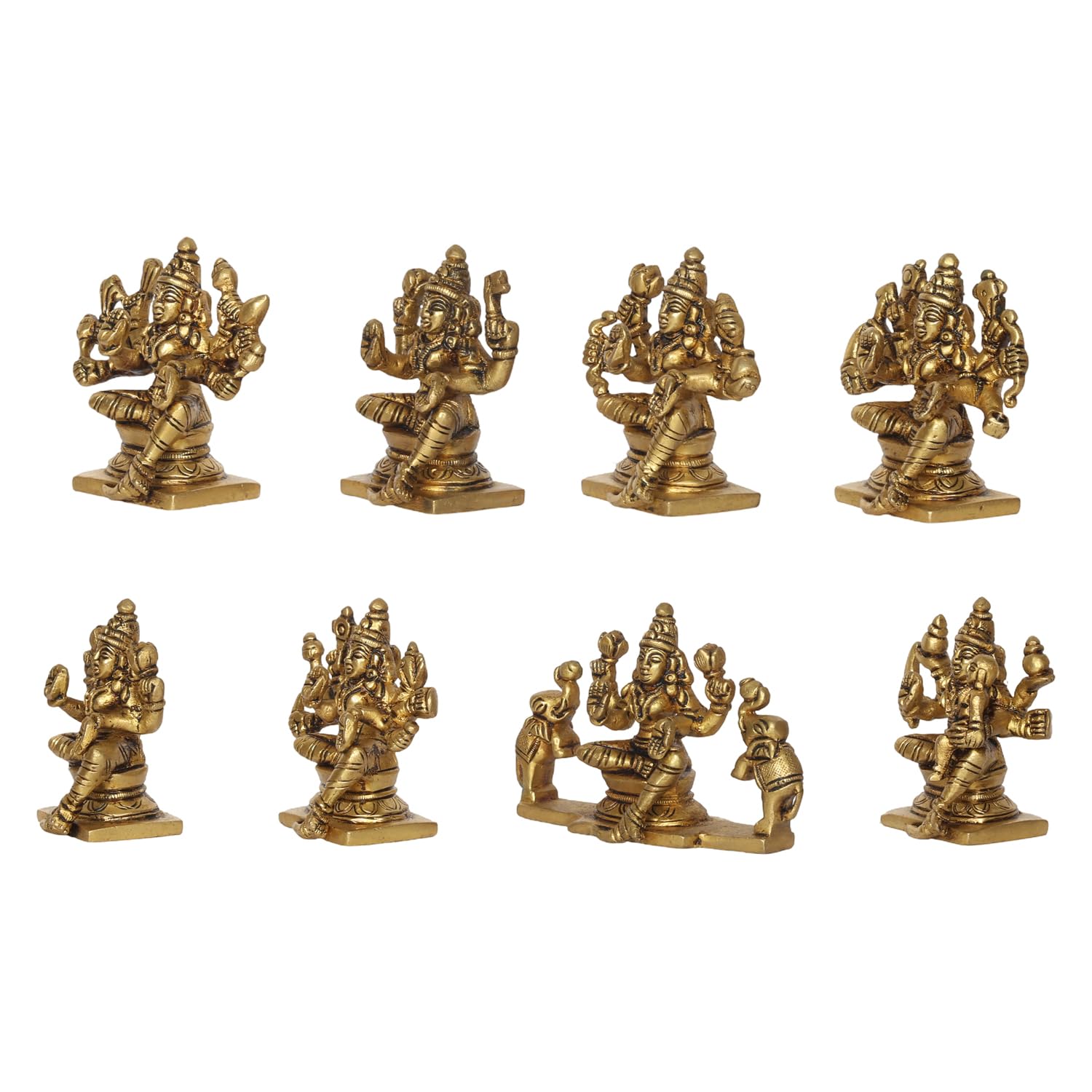 ARTVARKO Brass Ashtalakshmi Laxmi Set of 8 Pcs Ashta Lakshmi Luxmi for Home Office Décor Gift Small Size 3 Inch