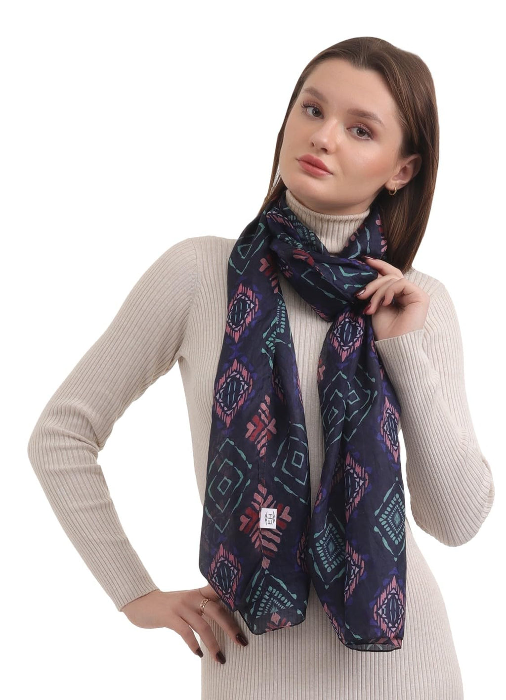 EH 100% Pure Mulberry Silk Scarf for Women, head scarf, neck scarf, hair scarf, digital printed long (22 X 72) (MC 20)