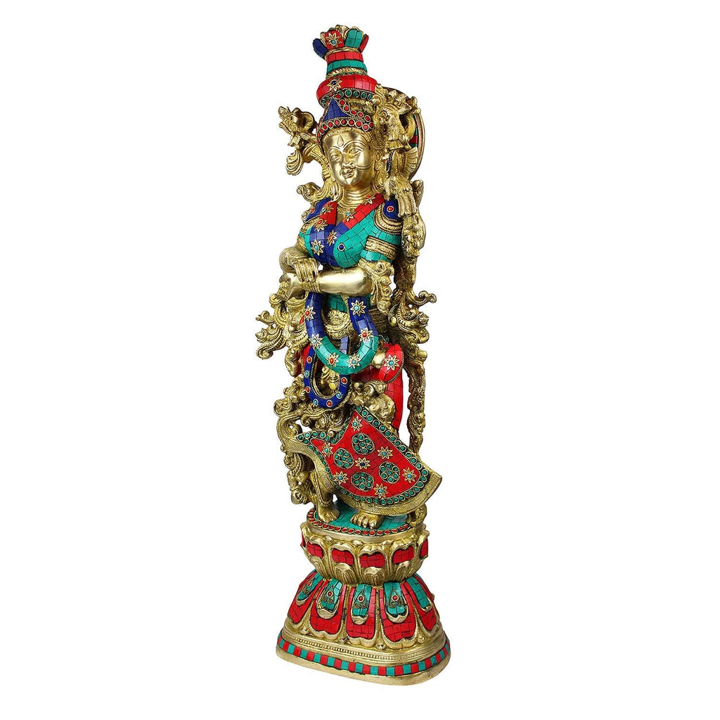 SVARUP Brass Radha Idol in Multicolor Height 29 Inch