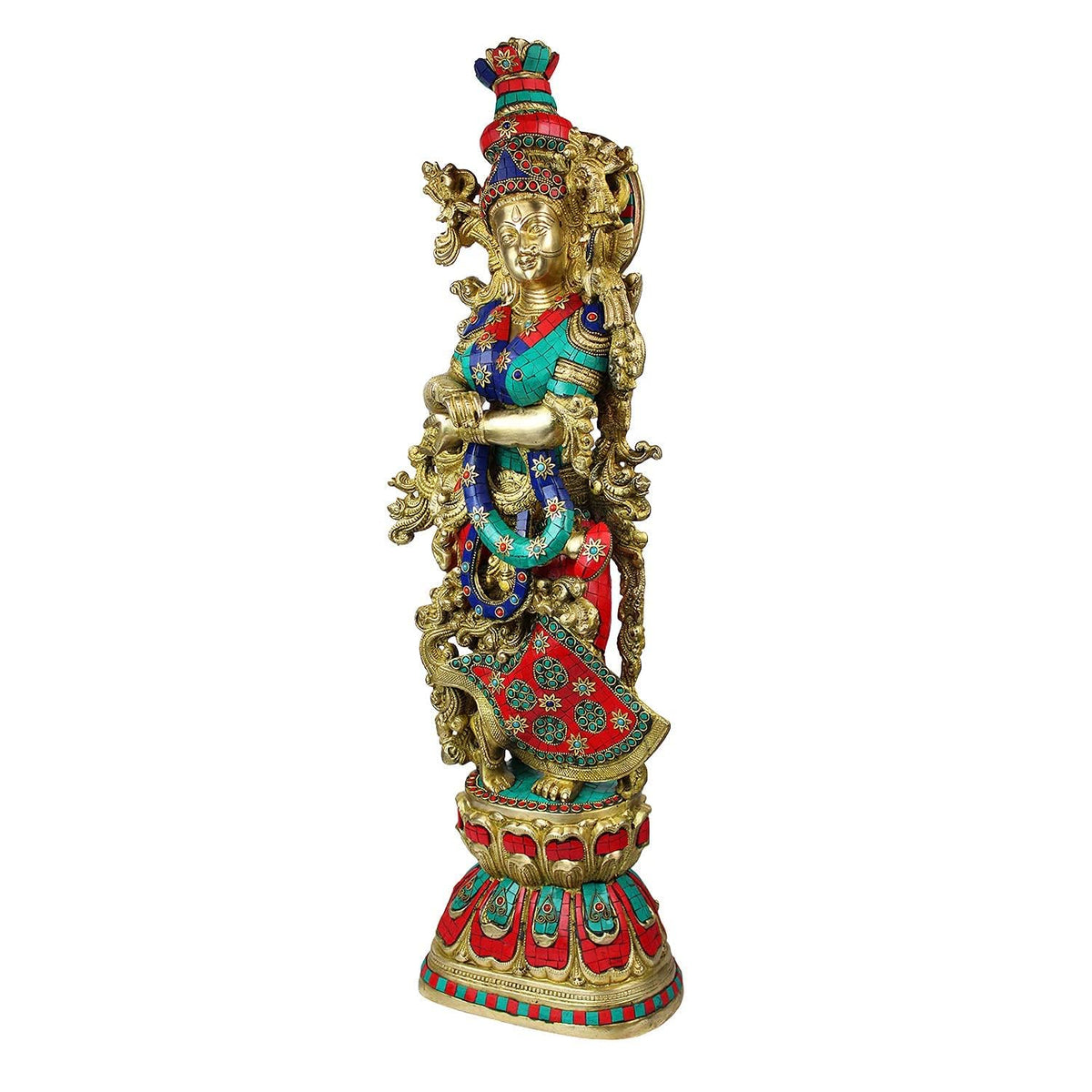 SVARUP Brass Radha Idol in Multicolor Height 29 Inch