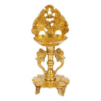 SVARUP 9 Inch Gold Color Brass Long Diya: Ideal for Home Temple, Camphor Burning, and Tabletop Puja