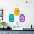 Artvibes Eat Good Feel Good Printed Wooden Wall Hanging for Kitchen | Cafe | Restaurant | Dining Room | Quotes Decor Item | Wall Poster | Food Quotes Decoration | Gift Items(WH_8907N), Set of 3