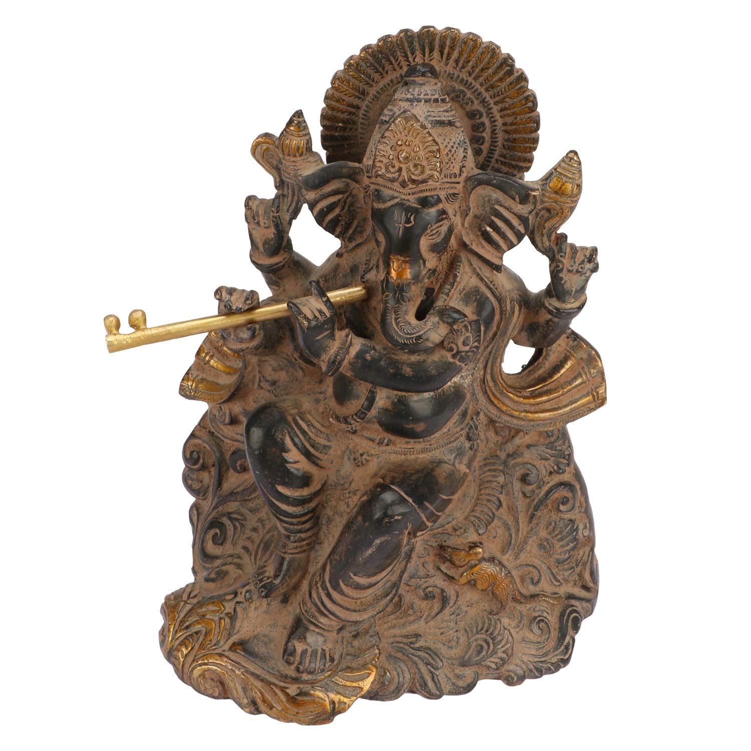 ARTVARKO Brass Ganesh Bhagwan Murti on Carved Singhasan 8 Inch