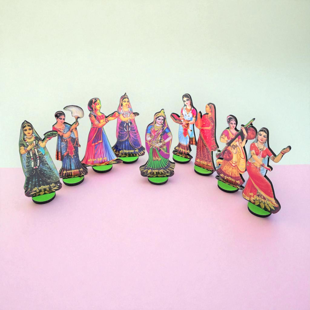 Beautiful Decoatives for Home Temple, Set of 5 Decorative Pieces with 8 AST Sakhi for Radha Krishna. Janmashtami Special.
