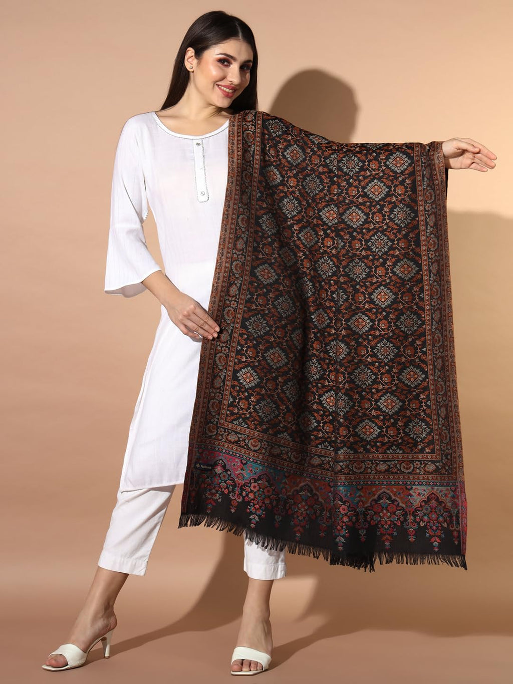 Pashmoda Women Zarif Woven Design Jamawar Shawl (Size 101X203 CM)