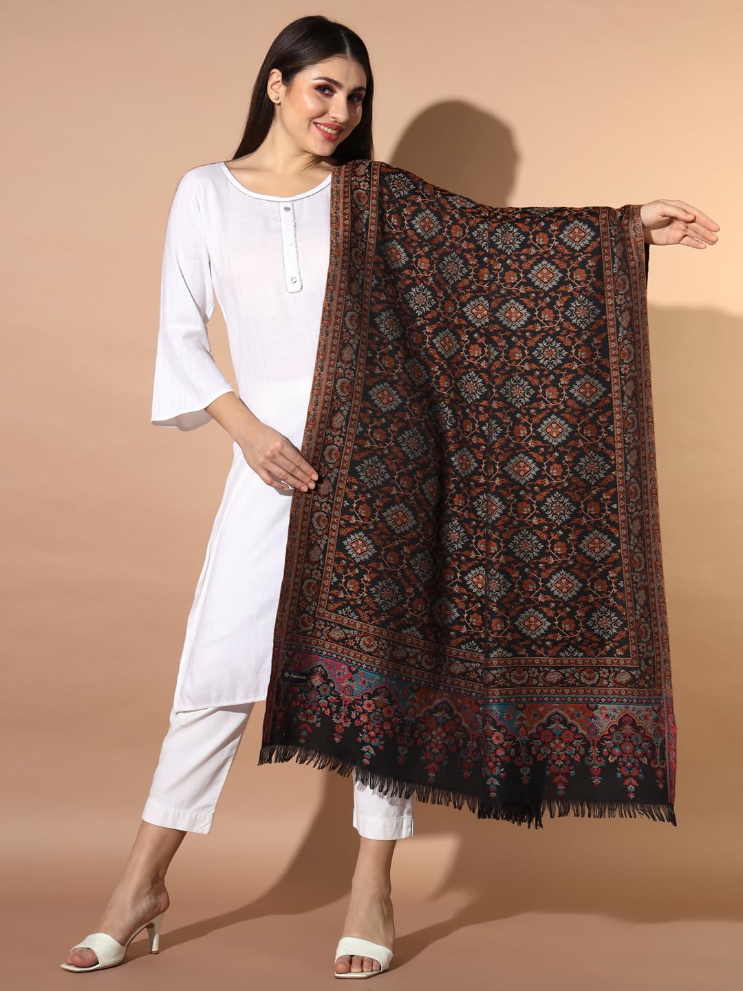 Pashmoda Women Zarif Woven Design Jamawar Shawl (Size 101X203 CM)