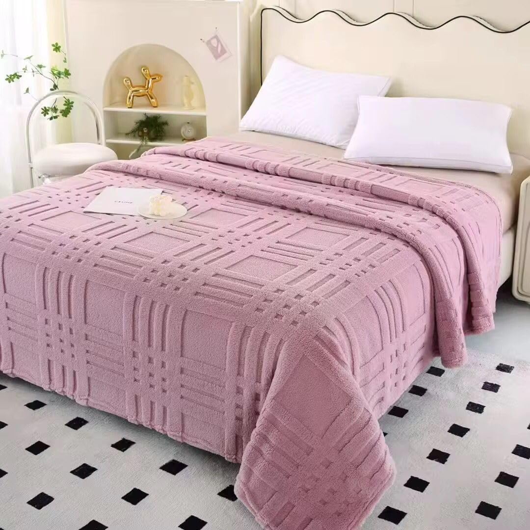 Reexplore Flannel Super Soft Light Weight Double Bed King Size All Seasons Sherpa Double Bed Blanket For Kids, Teenagers & Adults (200 X 230 Cm, 78 X 90 Inches) (Lavender)| TC - 250 Kafalo