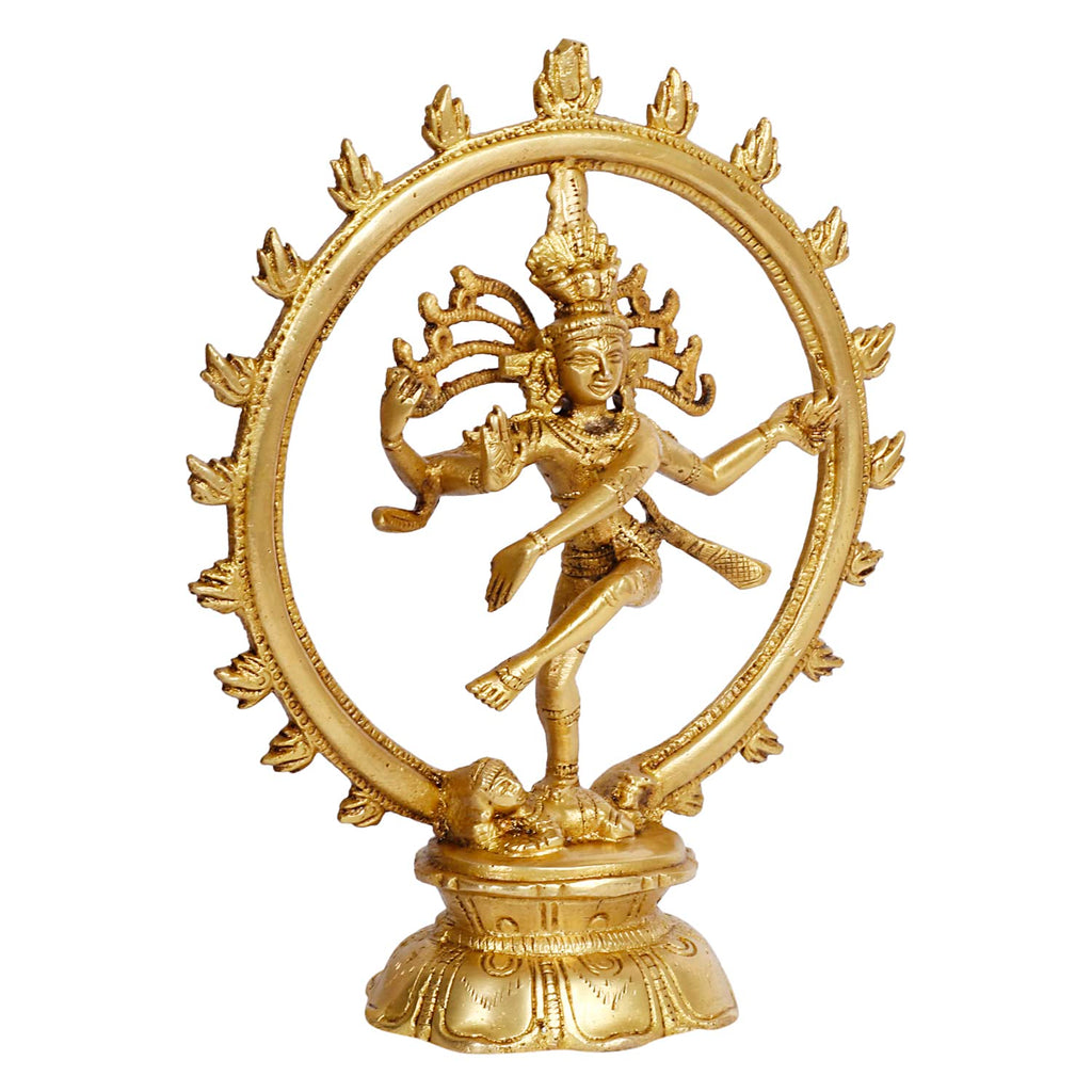 ARTVARKO Brass Natraja Statue Idol of Lord Shiva Ji Dancing Natraj Murti for Temple Mandir Home Décor 8 Inches