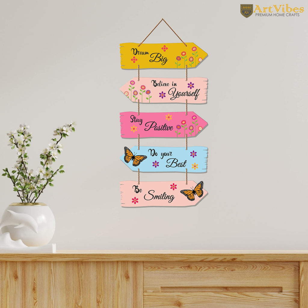 Artvibes Motivational Quotes MDF Wood Wall Hanger Ornaments | Quotes Decor Item | Motivational Wall Decor | Wall Accent | Graphic Art | Gift Items | Office Wall Decoration Items (WH_7309N)