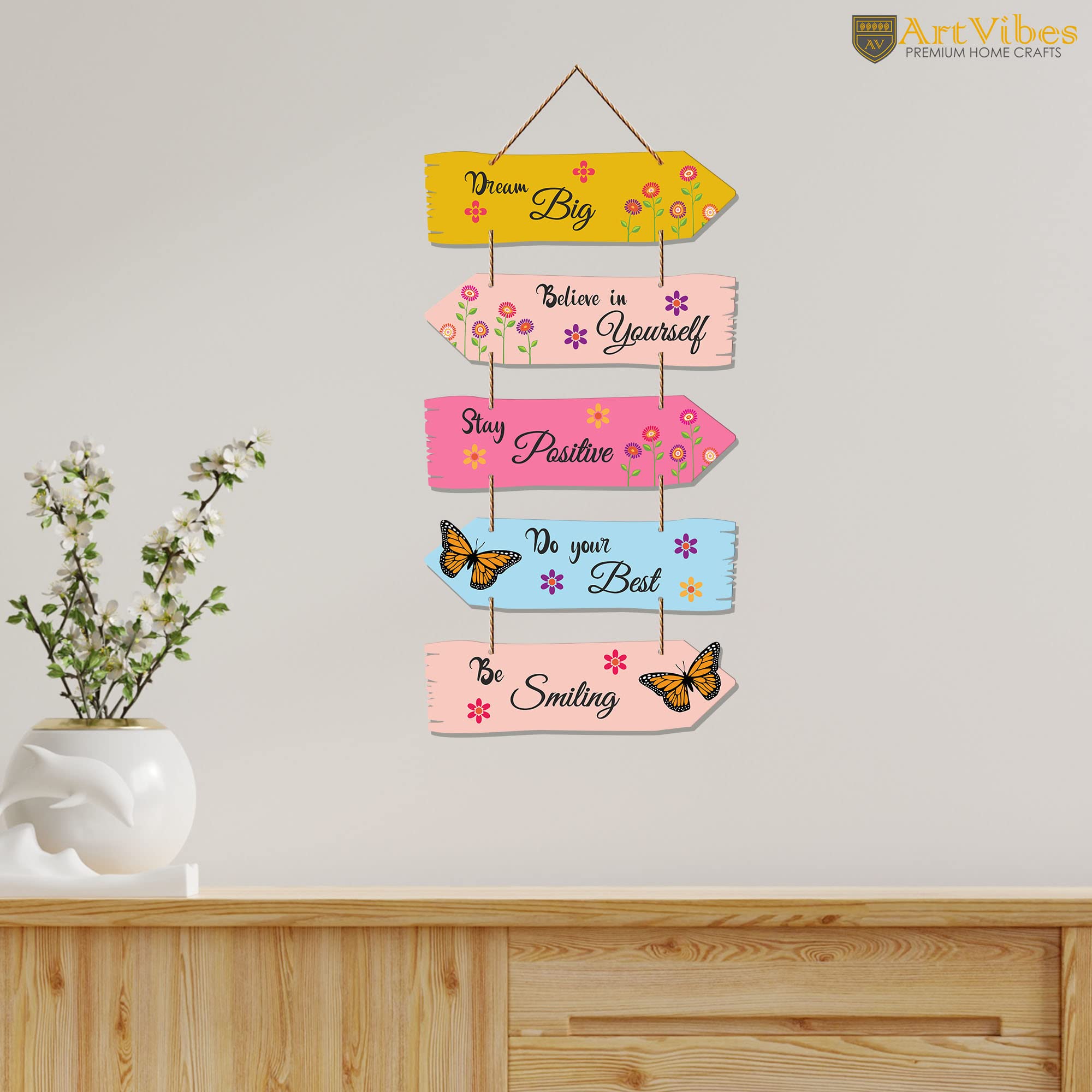 Artvibes Motivational Quotes MDF Wood Wall Hanger Ornaments | Quotes Decor Item | Motivational Wall Decor | Wall Accent | Graphic Art | Gift Items | Office Wall Decoration Items (WH_7309N)