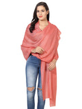 MUFFLY Women's Solid Blended Shawl (MW-20_Peach_Free Size)