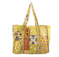 Ravaiyaa - Attitude is everything Patchwork Quilted Shoulder Tote Bag Women Reversible Shoulder Bag Cotton Carry Bag Multipurpose Tote Bags (Yellow)