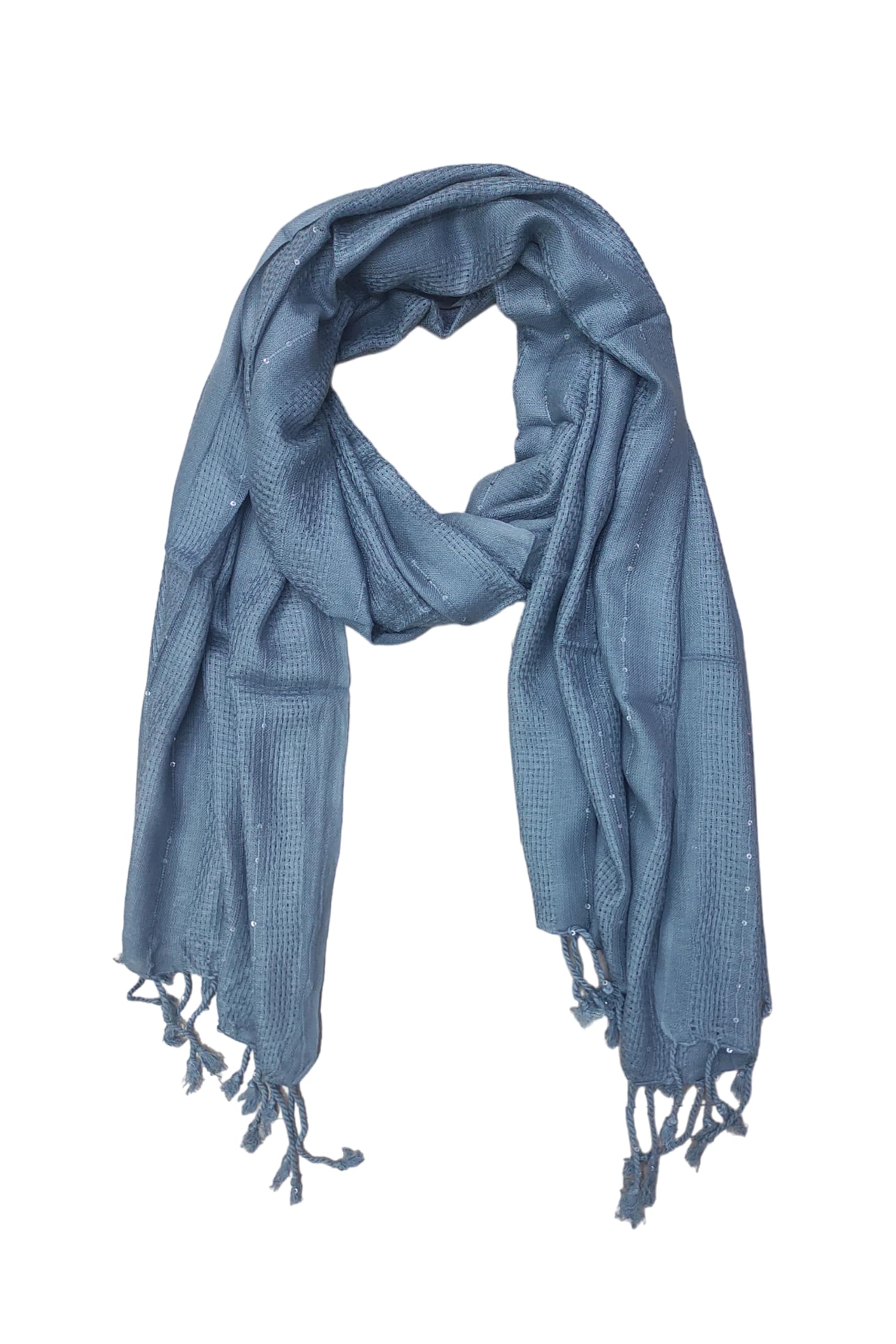 URBAN LADIIIZ Solid Sequin Stole with Tassels for Women & Men – Soft Lightweight Rayon Fabric | Available in 10+ Colours (GREY)