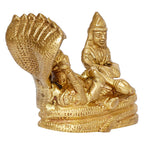 ARTVARKO Brass Lord Lakshmi Vishnu Statue Resting On Sheshnaag Murti Laxmi Maa Narayan Idol Religious Figurine for Puja Home Decor Gift 4 Inch.