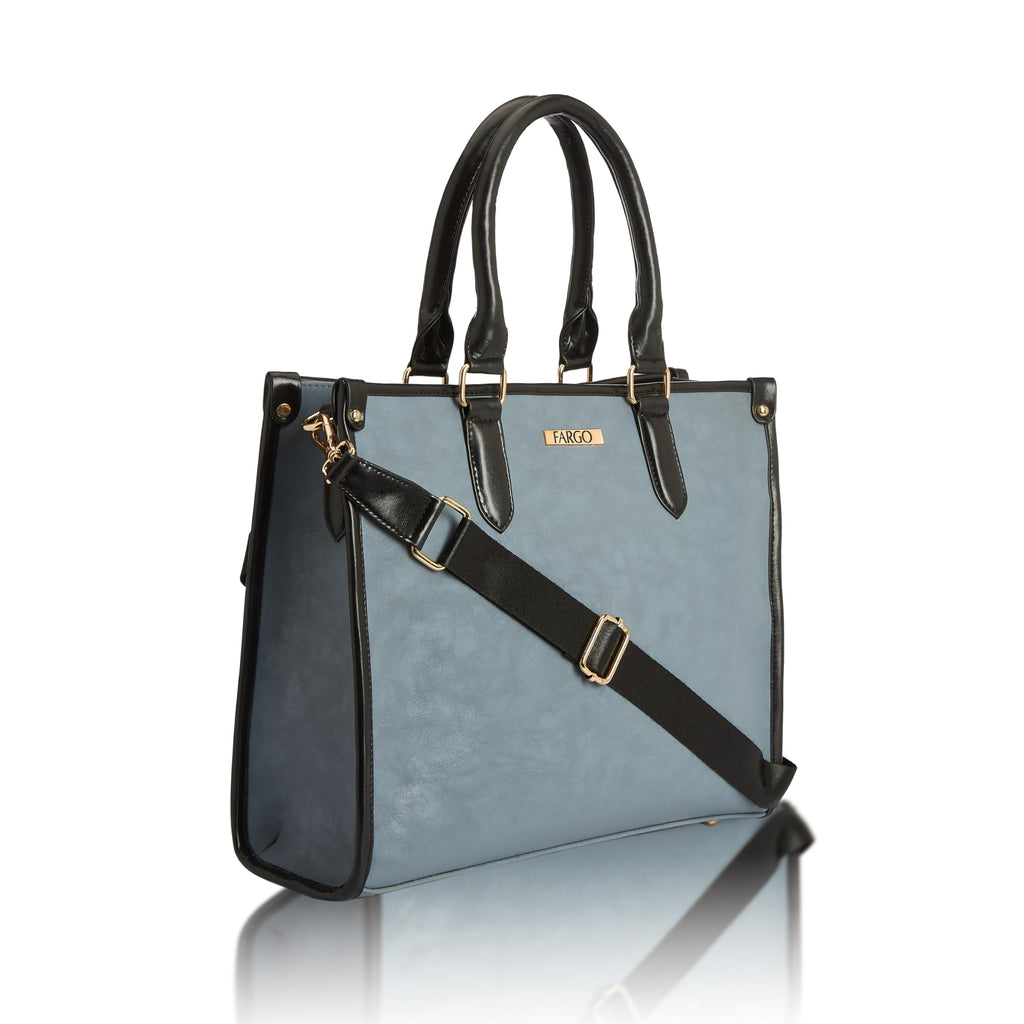 Fargo Regal Vegan Leather Tote Bag for Women | Laptop Compartment, RFID Pockets, YKK Zipper, Large Office Handbag | Shoulder Bag for College & Daily Use | Made in India (Grey)