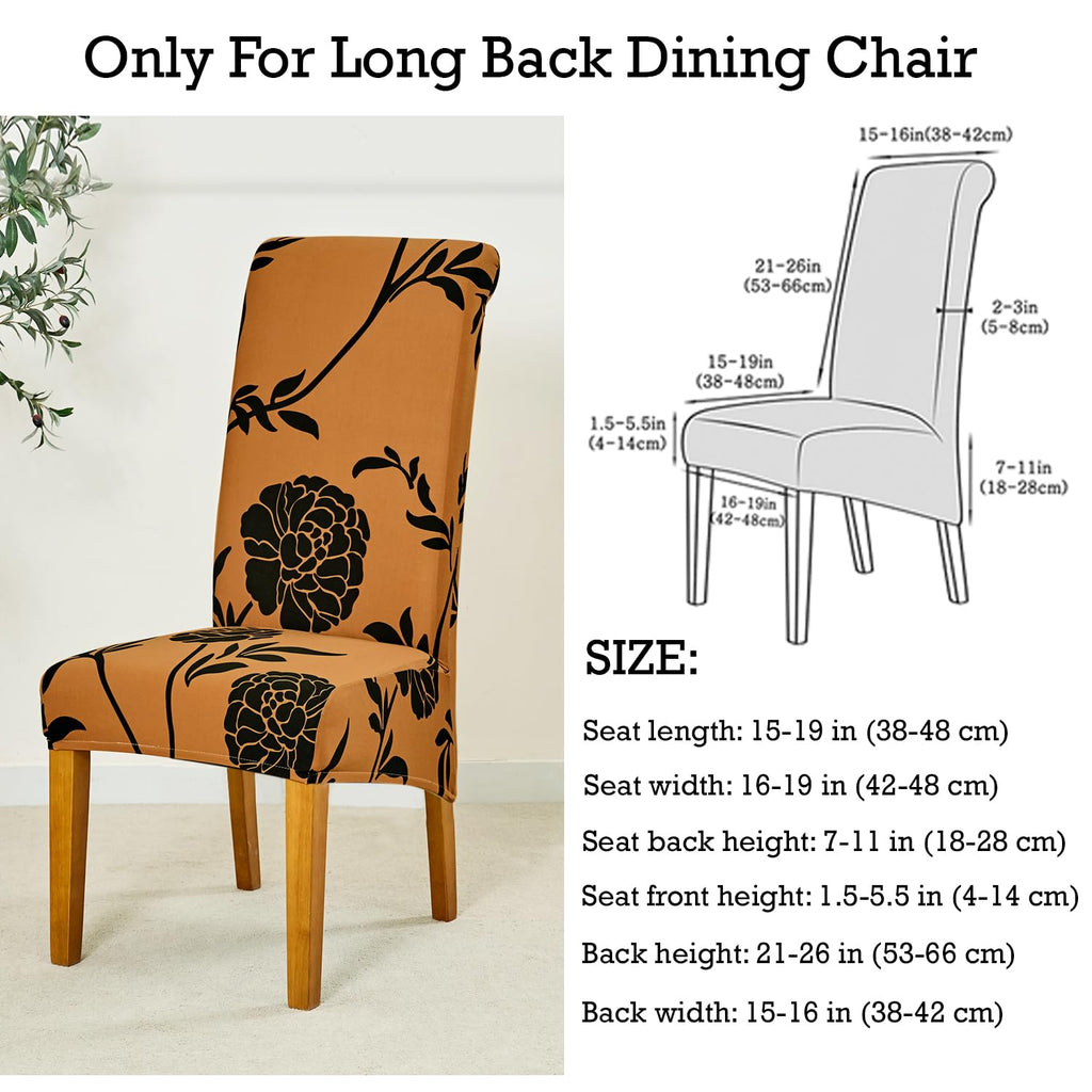 HOKIPO Elira 140 GSM High Back Chair Cover Set of 1, Copper Brown Floral