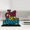 Artvibes Wooden Idols and Figurine Just Be Happy Quotes Table Decor for Office Desk Showpiece | Home Decoration Item | Living Room | Modern Gifting Item (SP_1153)