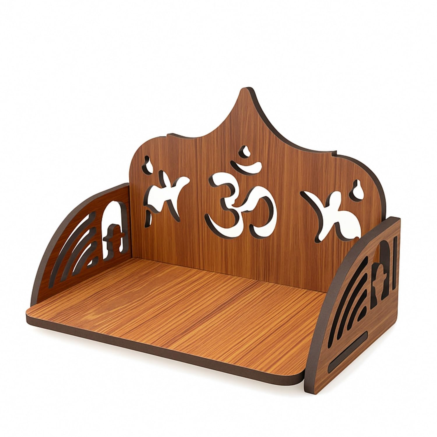 HOMEWEY DECOR Wooden Home Temple Handcrafted Support Heavy Idols Luxurious Finish Pooja Mandir for Home & Office Wall Mount for Room (Design5)