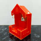 Mini Pooja Mandir Temple, Acrylic, Traditional Indian Style, with Om and Lotus Mandala, for Car, Office Desk and Home (1, Acrylic Orange)