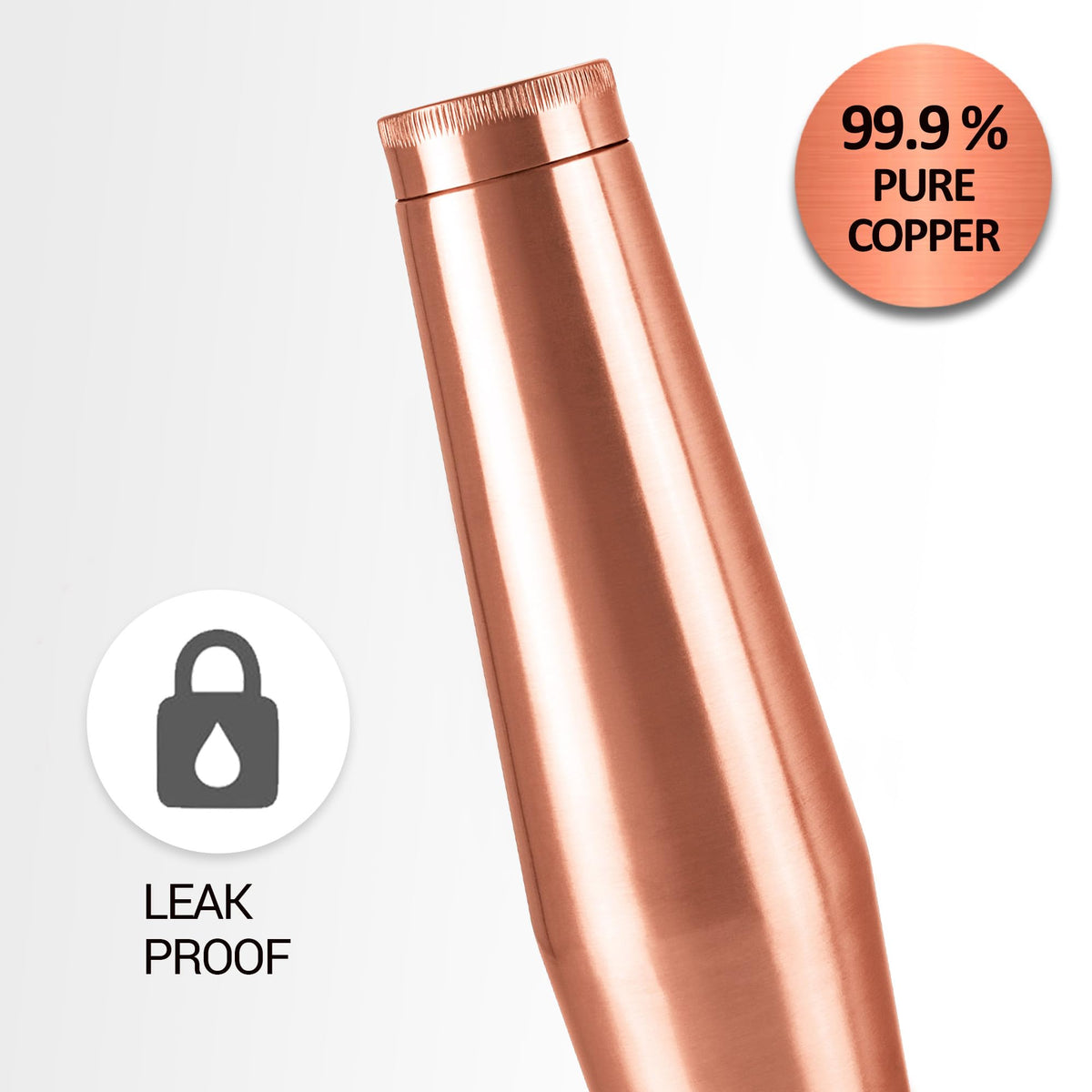 MILTON Copper Crown 1100 Bottle, 950 ml,100% Pure Copper, BPA Free Water Bottle, Leak Proof, Office Bottle, Boosts Immunity, Supports Digestive & Liver Health, Ayurveda Inspired