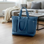 DailyObjects Idyll Tote Bag For Girls &Women | Crafted Using Soft-Touch & Water-Repellent Polyester | Polyfill Cushioning On The Inside | Holds Any Laptops Upto 14'' - Space Blue