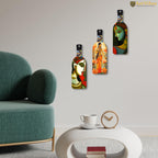Artvibes Abstract Art Beautiful Woman Decor Bottle shaped Wooden Wall Hanging | Living Room | Wall Art Paintings | Wall Poster | Graphic Art | Artworks Hangings | Ideal Gifts (WH_9503N), Set of 3