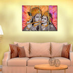 VIBECRAFTS Shree Radha Krishna 4 Pieces Canvas Wall Painting Fitted With Wooden Frame For Home | Office | Living Room | Gifts (PTVC4Pcs1_13504)