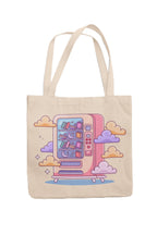 Kalaa Lifestyle Canvas Tote Bag for Women | Premium Cotton Shopping Bag | Eco-Friendly Shoulder Tote for Office, College, Travel & Daily Use and Gifting (Cloudy Vending Machine)