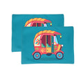 PRAKARTIK BY INDUARTS DiningTable Mats Set of 2 - Auto Vibrant Cultural Theme,Digital Print, Washable, Indoor/Outdoor, Heat-Proof, Water Resistant, Wipe & Clean (47X33 cm) Green & Pink Kafalo