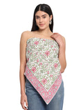 Ravaiyaa - Attitude is everything Sanganer Hand Block Printed Scarves Pure Cotton Scarf Square Hijab Dupatta 40 X 40 Inch (Pink)