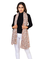 AQVA Printed Cotton Scarf for Women Stylish (Cheetah Dark Brown) | Head and Face Cover Scarf for Girls with 100% Cotton | Soft & Lightweight Scarves/Stoles for all Weather (72 x 43 in)