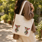 Suryatra Enchanted Hummingbird Canvas Tote Bag for Women & Men | Premium Cotton Canvas Shoulder Bag with Dual Front Pockets | Tote Bag for Office, College, Shopping & Travel | 14 x 16 Inches
