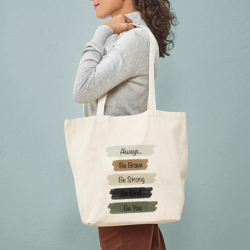 Heu Motivational Quote Canvas Tote Bag | Eco-Friendly Reusable Cotton Shoulder Bag | Inspirational Printed Shopping Tote for Women & Men