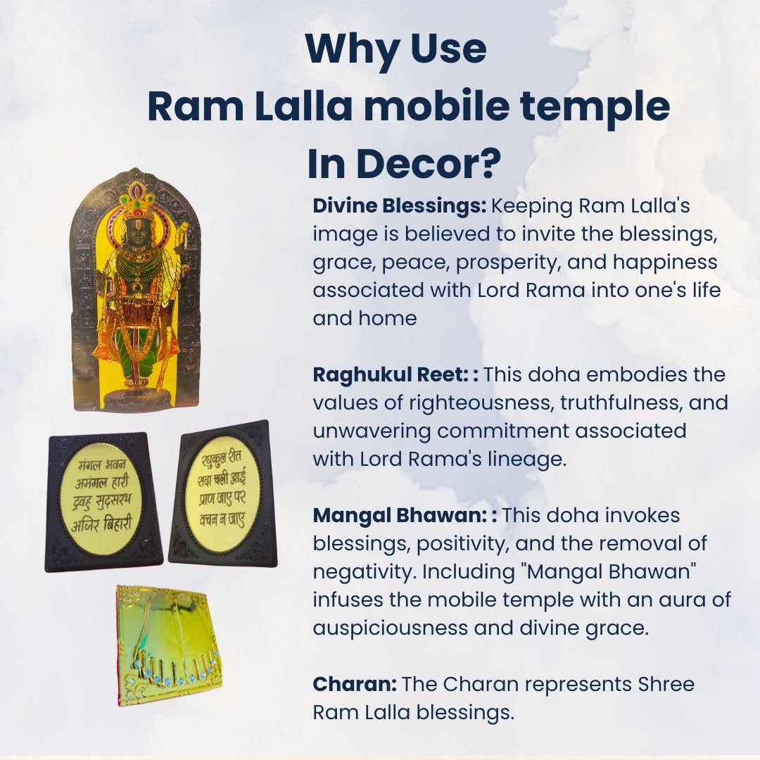 Enchanting Krystals Soulwise Newyear Gift for Home & Office | Ram Lalla Ram Mandir Gold Plated Charan Paduka Pocket Temple – Portable Temple for Daily Pooja, Divine Peace & Blessings.