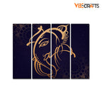 VIBECRAFTS 4 Pieces Shree Ganesh Ji Canvas Wall Painting Fitted With Wooden Frame For Home | Office | Living Room | Gift(PTVC4Pcs1_13530)