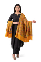 Naureen Women Pashmina Blend Kani Shawl with Paisley and Floral Artwork, Warm and Soft, 40x80 inches (Mustard)