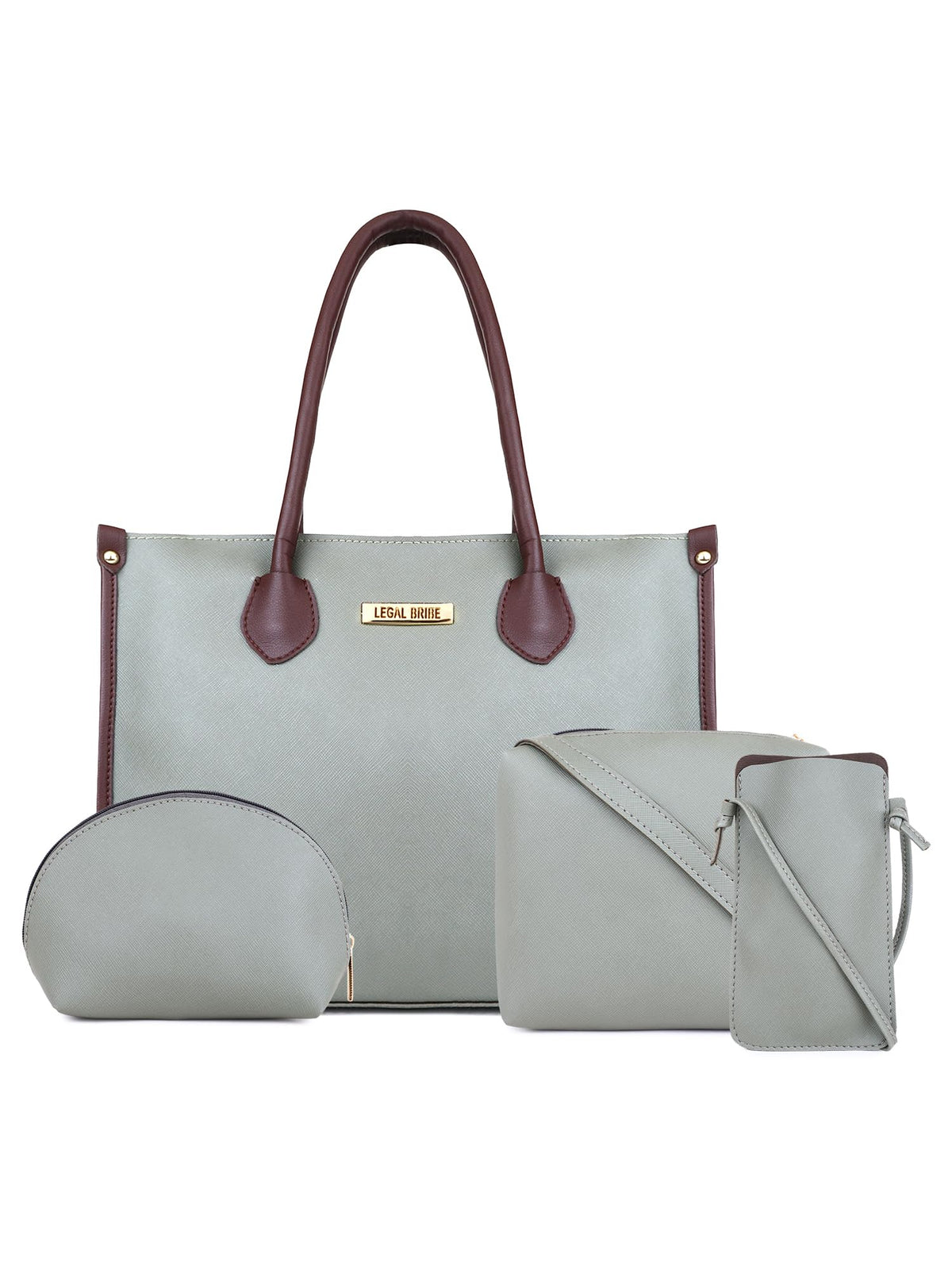 LEGAL BRIBE Textured Tote Bag Combo Of 4 (Green)