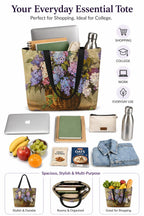 HOMELYA Large Cotton Canvas Zippered Tote Bag for Women | Reusable Eco-Friendly Shoulder Carry Bag | Spacious Shopping, Office & College Handbag (Big Purple)