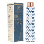 MERCAPE® - Zigzag100% Pure Joint Less Copper Bottles for Water with Leak Proof Lid | Ayurveda BPA Free & Non Toxic | Ayurvedic Office | Gym Yoga Bottle | Bottle for Health Benefits - 900ml