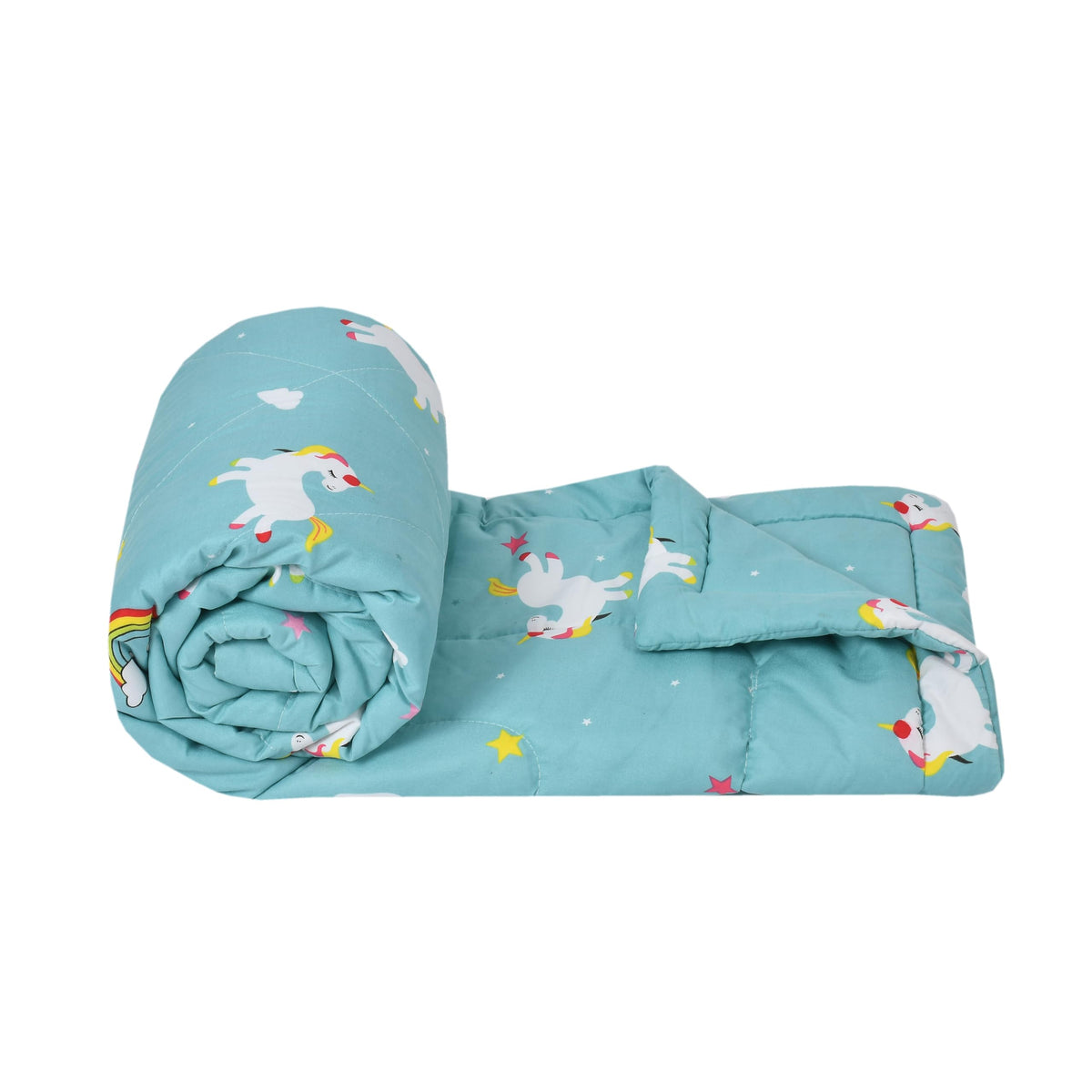 FRESH FROM LOOM Microfiber All Seasons Collection Single Bed Blanket for Kids | Cartoon Printed Dohar for Kids Boy & Girls | Soft Children Comforters | All Seasons Blanket (60x90 in | Aqua Unicorn) Kafalo