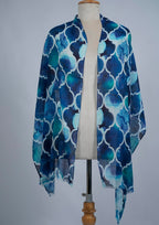 VIC Cotton Modal Digital Print Scarf for Women | Digital Print Designer Stole | Soft Lightweight Luxury Wrap | Premium Silk Modal Blend | 55 x 170 cm | VIC-SM-DP5517 (Blue quatrefoil)
