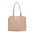 Caprese Shine Medium Tote Bag for Women | Quilted Faux Leather Shoulder Handbag with Multi-Compartments & Zipper Closure | Fits Up to 15 Inch Laptop | Stylish Work, Travel & Everyday Bag (Dark Pink)