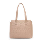 Caprese Shine Medium Tote Bag for Women | Quilted Faux Leather Shoulder Handbag with Multi-Compartments & Zipper Closure | Fits Up to 15 Inch Laptop | Stylish Work, Travel & Everyday Bag (Dark Pink)