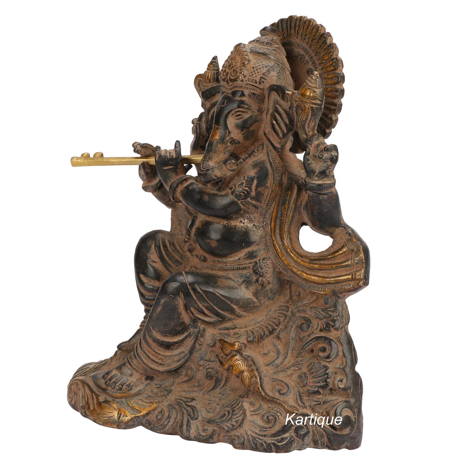 SVARUP Brass Ganesha Idol for Home Decoration Ganpati Statue Murti for Gift Height 8 Inch Weight 3.3 Kg Color Brown